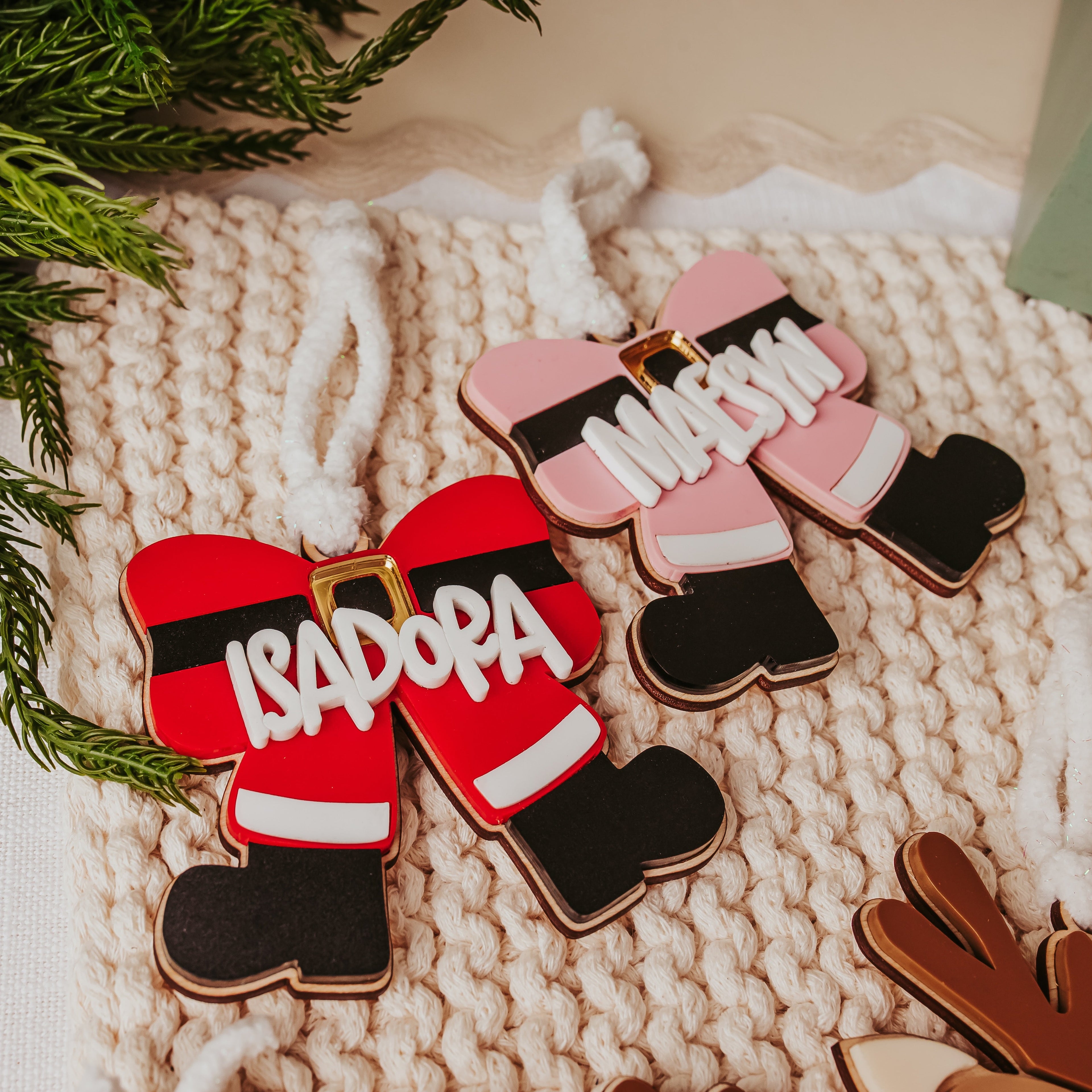Santa Bow Personalized Ornament
